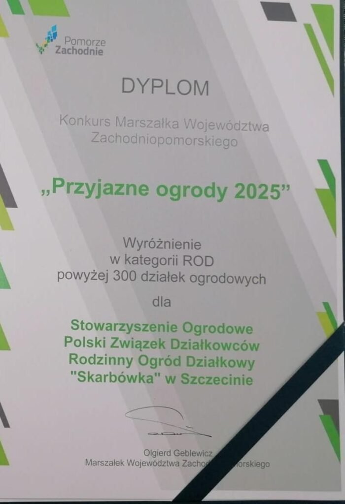 Przyjazne Ogrody 2025 - Dyplom Przyjazne Ogrody 2025 - Dyplom